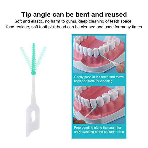 Paquete de 150 cepillos interdentales, hilo dental de silicona para higiene bucal diaria, dientes saludables y encías