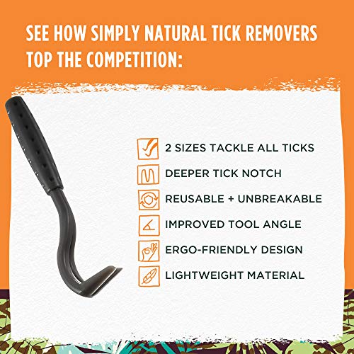 Paquete de 2 Herramientas para Eliminar Garrapatas Simply Natural – Set de 2 Herramientas Quita Garrapatas para Mascotas y Humanos con un Diseño de Gancho de Garrapata Reutilizable e Indestructible