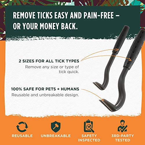 Paquete de 2 Herramientas para Eliminar Garrapatas Simply Natural – Set de 2 Herramientas Quita Garrapatas para Mascotas y Humanos con un Diseño de Gancho de Garrapata Reutilizable e Indestructible