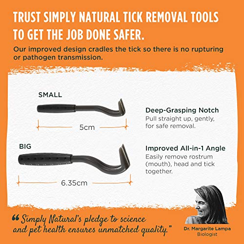 Paquete de 2 Herramientas para Eliminar Garrapatas Simply Natural – Set de 2 Herramientas Quita Garrapatas para Mascotas y Humanos con un Diseño de Gancho de Garrapata Reutilizable e Indestructible