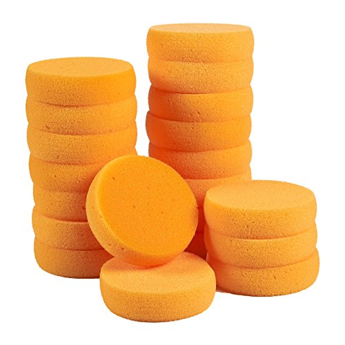 Paquete de 20 esponjas redondas sintéticas de 8,9 x 2,5 x 8,9 cm, ideales para pintar, pintar la cara, hacer manualidades, clases de cerámica o uso doméstico, de color naranja