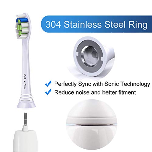 Paquete de 8 cabezales de repuesto para cepillo de dientes Compatible con el cepillo de dientes eléctrico Philips Sonicare. Blanco.