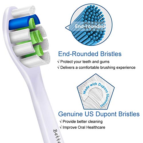 Paquete de 8 cabezales de repuesto para cepillo de dientes Compatible con el cepillo de dientes eléctrico Philips Sonicare. Blanco.