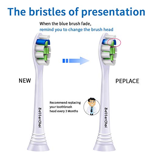 Paquete de 8 cabezales de repuesto para cepillo de dientes Compatible con el cepillo de dientes eléctrico Philips Sonicare. Blanco.