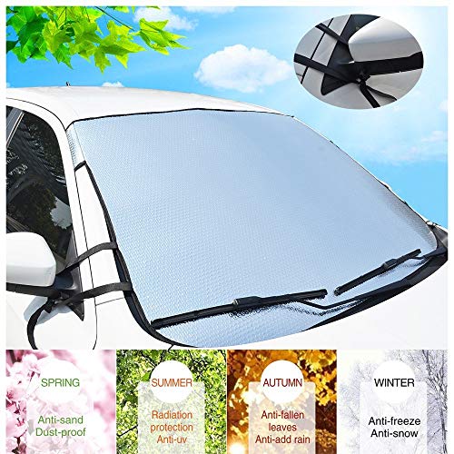 Parabrisas del Coche Cubierta, Doble Cara Plata Protector de Pantalla Solar Rayos Cubierta del Polvo Térmico Cubierta de Hielo Helada, para SUV Most Vehicle (140 * 90cm)