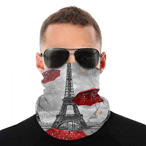 Paraguas frente a la torre, polaina para el cuello, bufanda para la cara, máscara para el polvo, pasamontañas para exteriores, tela para deportes, protección solar, bufanda, escudo