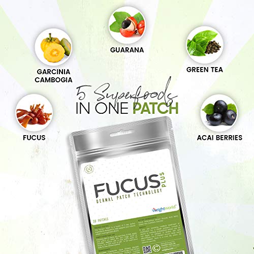 Parches Fucus Plus | Parches Adelgazantes Transdérmicos | Parches Efectivos para Reducir de Peso y Quemar Grasa | con Fucus, Té Verde, Acai, Guaraná y Garcinia Cambogia | 30 Parches | WeightWorld