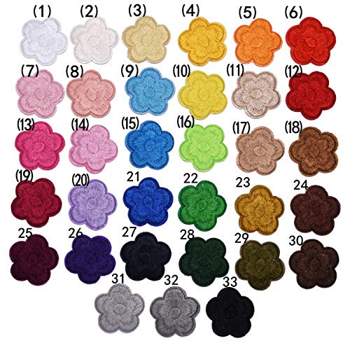 Parches para planchar/Patch Sticker, aplicado para la camiseta jeans Ropa Chaqueta Mochila Bolso y zapato， flor pequeña planta de ciruela 33PCS