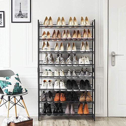 Pared pintura 8 Nivel Zapatero Juego de 2 apilable de 4 Niveles de Calzado de Zapatos de Almacenamiento Organizador de Metal Malla Ajustable estantes Plana en ángulo montable Taburete Cambiar Zapatos