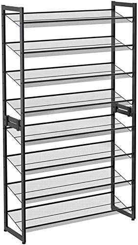 Pared pintura 8 Nivel Zapatero Juego de 2 apilable de 4 Niveles de Calzado de Zapatos de Almacenamiento Organizador de Metal Malla Ajustable estantes Plana en ángulo montable Taburete Cambiar Zapatos