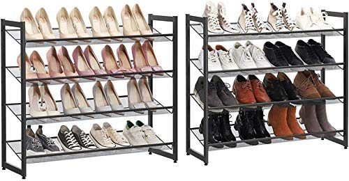 Pared pintura 8 Nivel Zapatero Juego de 2 apilable de 4 Niveles de Calzado de Zapatos de Almacenamiento Organizador de Metal Malla Ajustable estantes Plana en ángulo montable Taburete Cambiar Zapatos