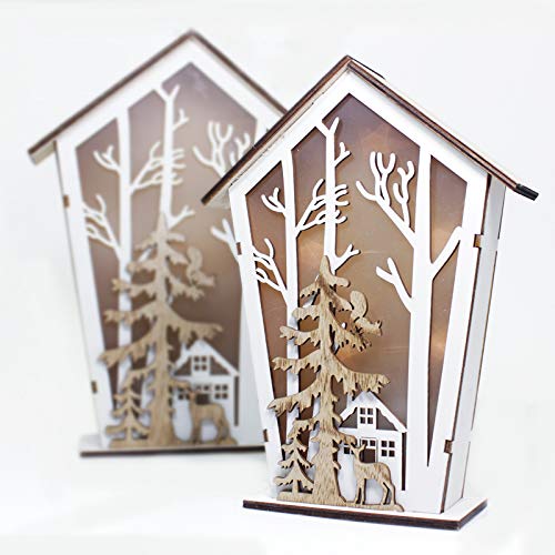 Party Store Web by Hogar Dulce Hogar casita Bosque con LED de Madera kybin decoración Navidad Idea de Regalo (1 casita con LED)
