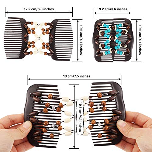 Pasador de Pelo Madera,Magic Hair Comb,Pinza de Pelo Vintage,Pasador de Pelo Vintage,Horquilla para el Pelo con Diseño,Hair Clip,Cuentas de Belleza (6pcs)