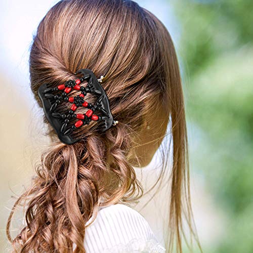 Pasador de Pelo Madera,Magic Hair Comb,Pinza de Pelo Vintage,Pasador de Pelo Vintage,Horquilla para el Pelo con Diseño,Hair Clip,Cuentas de Belleza (6pcs)