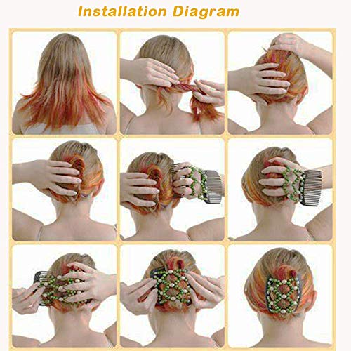 Pasador de Pelo Madera,Magic Hair Comb,Pinza de Pelo Vintage,Pasador de Pelo Vintage,Horquilla para el Pelo con Diseño,Hair Clip,Cuentas de Belleza (6pcs)