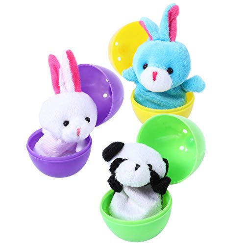 Pascua Cumpleaños Partido Sorpresa Juguete, 24 Piezas de Marionetas de Mano Set Marionetas de Animales Juguetes Muñecas Lindas para niños, Espectáculos, Juegos, Escuelas (Huevos Pascua)