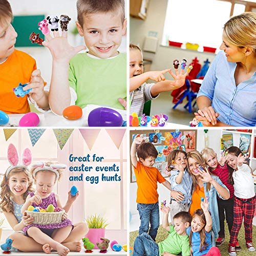 Pascua Cumpleaños Partido Sorpresa Juguete, 24 Piezas de Marionetas de Mano Set Marionetas de Animales Juguetes Muñecas Lindas para niños, Espectáculos, Juegos, Escuelas (Huevos Pascua)