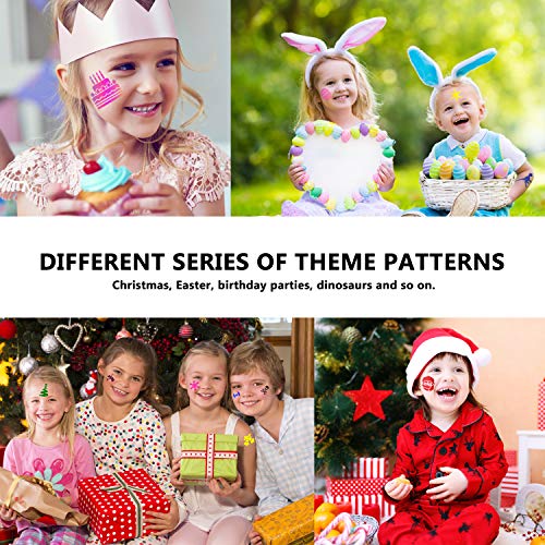 Pascua de Resurrección Plantillas Para Pintura Facial,Emooqi 128 Piezas Plantillas de Maquillaje Infalibles 2 Pinceles 2 Esponjas,Reutilizables y No Tóxicas, para Presentaciones en Escenarios,Fiestas