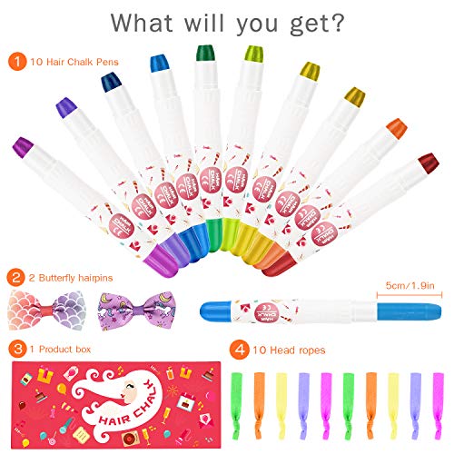 Pascua de Resurrección Tiza de Pelo Temporal del Pelo, Tinte para el cabello 10 Colores Tizas para el Pelo Tiza de Pelo Temporal para Niños Plumas De Tiza Para El Cabello, Plumas Tinte Para El Cabello