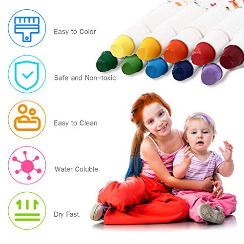 Pascua de Resurrección Tiza de Pelo Temporal del Pelo, Tinte para el cabello 10 Colores Tizas para el Pelo Tiza de Pelo Temporal para Niños Plumas De Tiza Para El Cabello, Plumas Tinte Para El Cabello