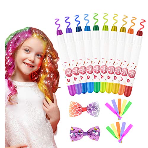 Pascua de Resurrección Tiza de Pelo Temporal del Pelo, Tinte para el cabello 10 Colores Tizas para el Pelo Tiza de Pelo Temporal para Niños Plumas De Tiza Para El Cabello, Plumas Tinte Para El Cabello