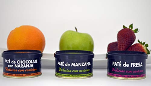 Paté de Frutas: de Fresa, de Manzana y de Chocolate con Naranja, pack de 3uds