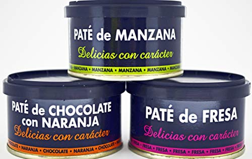 Paté de Frutas: de Fresa, de Manzana y de Chocolate con Naranja, pack de 3uds