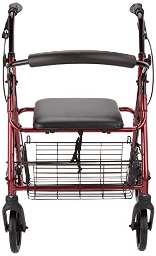 Patterson Medical - Andador con frenos y 4 ruedas, color rojo
