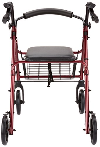 Patterson Medical - Andador con frenos y 4 ruedas, color rojo