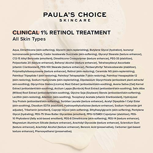 Paula’s Choice Clinical 1% Retinol Serum - Suero Crema Antiedad, Antiarrugas y Reduce las Manchas - con Peptidos & Vitamina C - Todos Tipos de Piel - 30 ml