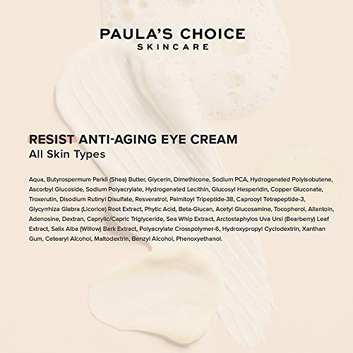 Paula's Choice Resist Crema Contorno de Ojos - Crema Hidratante Antiedad y Antiarrugas - con Péptidos & Vitamina C - Todos Tipos de Piel - 15 ml