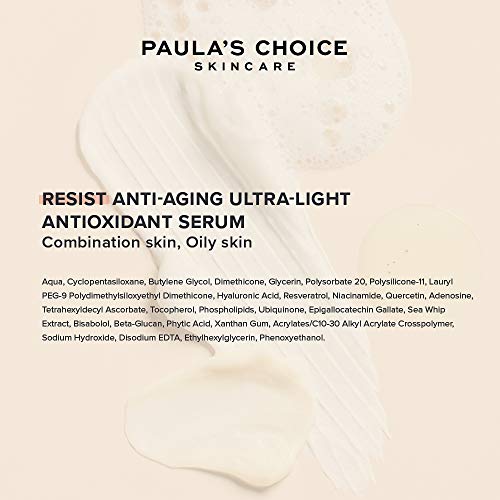 Paula’s Choice Resist Sérum Antioxidante Ligero Facial - Suero Reduce los Poros Dilatados y Hidrata la Piel - con Niacinamida & Ácido Hialurónico - Pieles Mixtas a Grasas - 30 ml