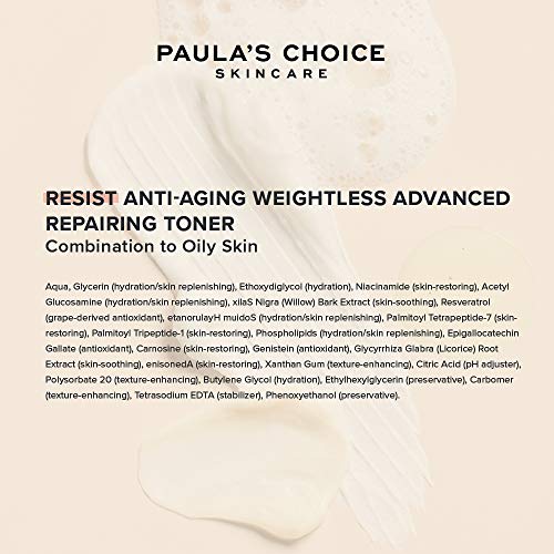 Paula’s Choice Resist Tónico Facial Antiedad - Reduce los Poros & Puntos Negros y Hidrata la Piel - con Niacinamida & Ácido Hialurónico - Pieles Mixtas a Grasas - 118 ml