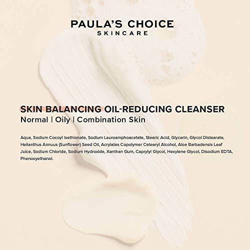 Paula's Choice Skin Balancing Limpiador Facial - Espuma Limpiadora Elimina el Sebo, Poros y Limpieza el Maquillaje - con Aloe Vera & Glicerina - Pieles Mixtas a Grasas - 237 ml