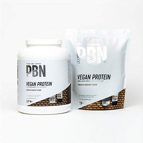 PBN - Bote de proteínas para veganos, 2.27 kg (sabor chocolate con avellanas)