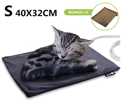 Pecute Manta Electrica Gato, Manta Termica para Gato, Temperatura Constante Automática 38-40°, Impermeable, Prevención de Incendios, Antichoque, Anti-mordida, 2 Fundas de Tela Desmontables