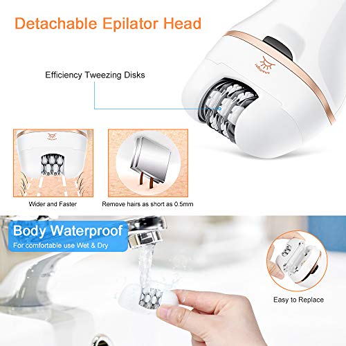 Pedicura Electrico, Afeitadora Eléctrica para Mujer,Impermeable Lima Eléctrica Pies para Eliminar Callos Herramientas de Pedicura Recargables con 4 Recambios,Quitar la Piel Muerta,Depiladora de Bikini