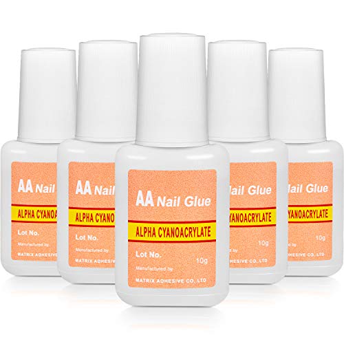 Pegamento de Uñas Falso de Adhesivo Pegamento de Uñas con Pincel Pegamento de Uñas Rápido para Suministros de Maquillaje de Uñas(5 Paquetes)