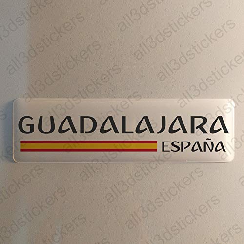 Pegatina Guadalajara España Resina, Pegatina Relieve 3D Bandera Guadalajara España 120x30mm Adhesivo Vinilo