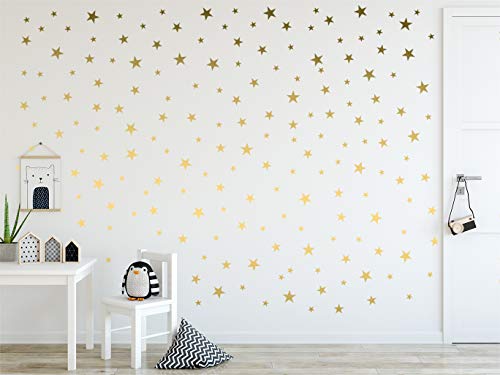 Pegatinas de pared de estrellas doradas removibles para decoración del hogar fácil de despegar paredes pintadas de vinilo metalizado de lunares para habitación de bebé y niños (paquete de 124)