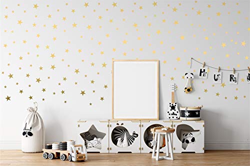 Pegatinas de pared de estrellas doradas removibles para decoración del hogar fácil de despegar paredes pintadas de vinilo metalizado de lunares para habitación de bebé y niños (paquete de 124)