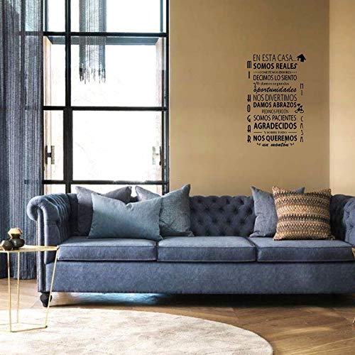Pegatinas Decorativas Pared Frases Motivadoras Pegatina Cita Inspiradora Vinilos Decorativos Frases Cortas Español Adhesivos Sonrie + EN ESTA CASA para Familia Habitación Dormitorio Salón Cocina Baño