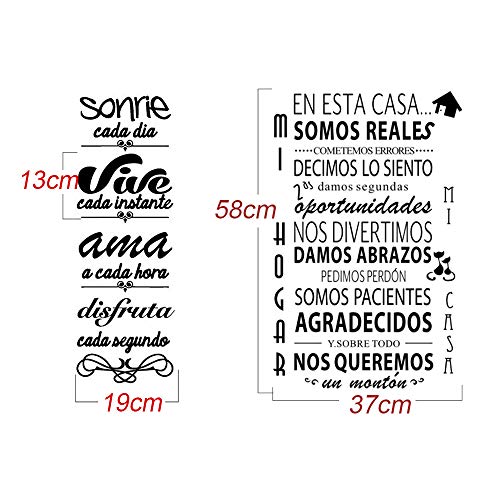 Pegatinas Decorativas Pared Frases Motivadoras Pegatina Cita Inspiradora Vinilos Decorativos Frases Cortas Español Adhesivos Sonrie + EN ESTA CASA para Familia Habitación Dormitorio Salón Cocina Baño