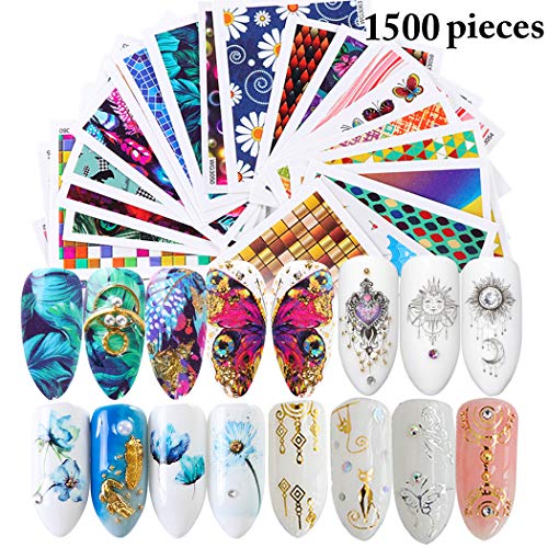Pegatinas Uñas, Fascigirl 100 Piezas Stickers Uñas Nail Art Stickers Decoracion Uñas DIY Decoración de Arte de Uñas PatrónTatuajes de Uñas
