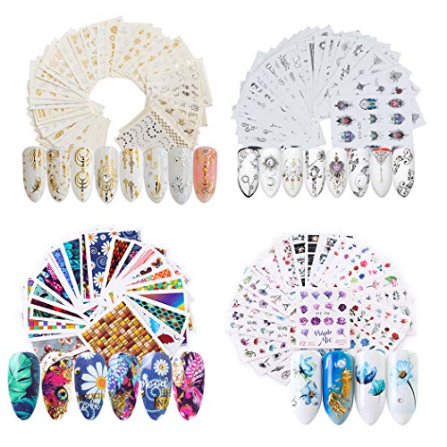 Pegatinas Uñas, Fascigirl 100 Piezas Stickers Uñas Nail Art Stickers Decoracion Uñas DIY Decoración de Arte de Uñas PatrónTatuajes de Uñas