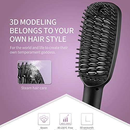 Peine de pelo recto de vapor eléctrico de la pantalla de cristal líquido multi-función peine 5 control de temperatura del archivo de cuidado del cabello