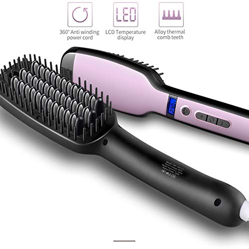 Peine de pelo recto de vapor eléctrico de la pantalla de cristal líquido multi-función peine 5 control de temperatura del archivo de cuidado del cabello