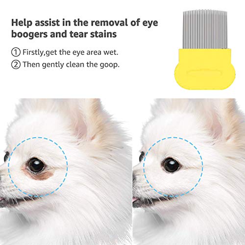 Peine de pulgas para gatos Perros Piojos Peines de dientes finos Peines Set de aseo Eliminar marcas de rasgaduras de pelo flotador Herramienta de eliminación de garrapatas