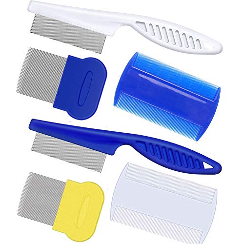 Peine de pulgas para gatos Perros Piojos Peines de dientes finos Peines Set de aseo Eliminar marcas de rasgaduras de pelo flotador Herramienta de eliminación de garrapatas
