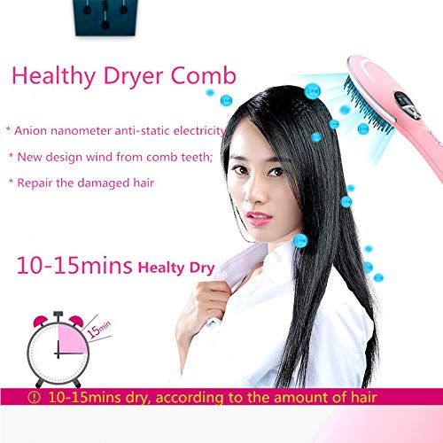 Peine secador de pelo seco de iones de pelo negativo peine termostato secador de pelo caliente y frío para el cabello de reparación estática,Pink
